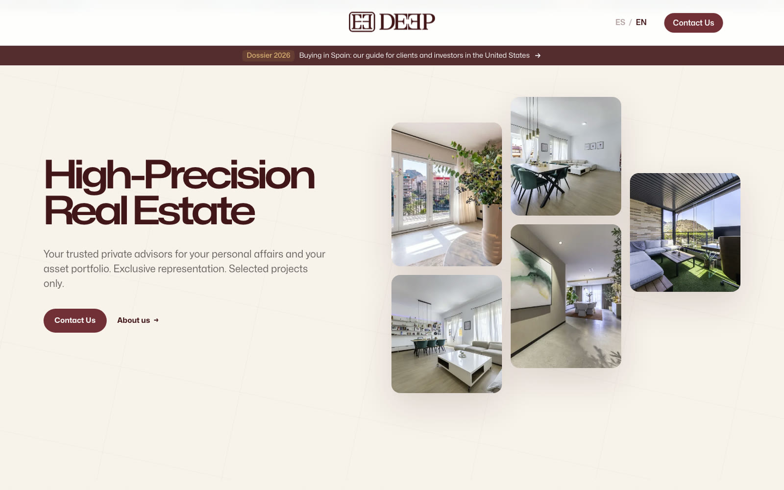 DEEP Estate Agency, the new home page